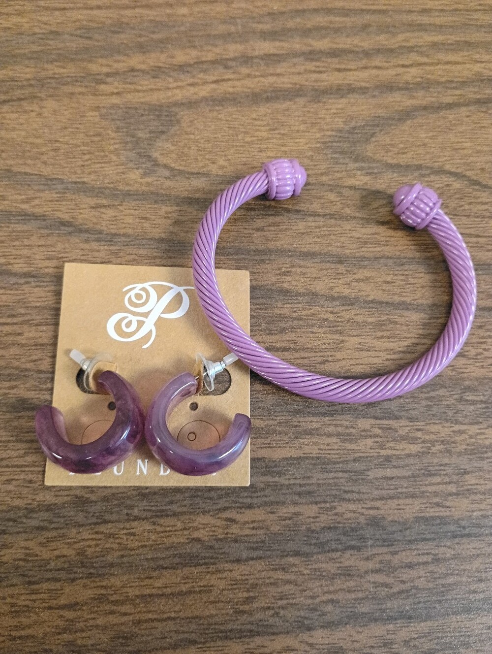 Plunder Design Earrings and Twisted Cable Cuff Bracelet Set